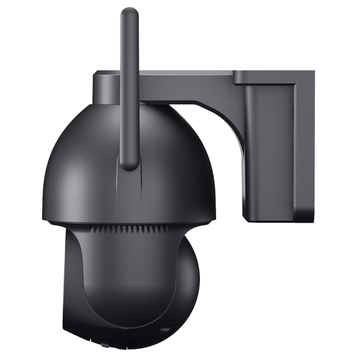 Black security camera on a white background