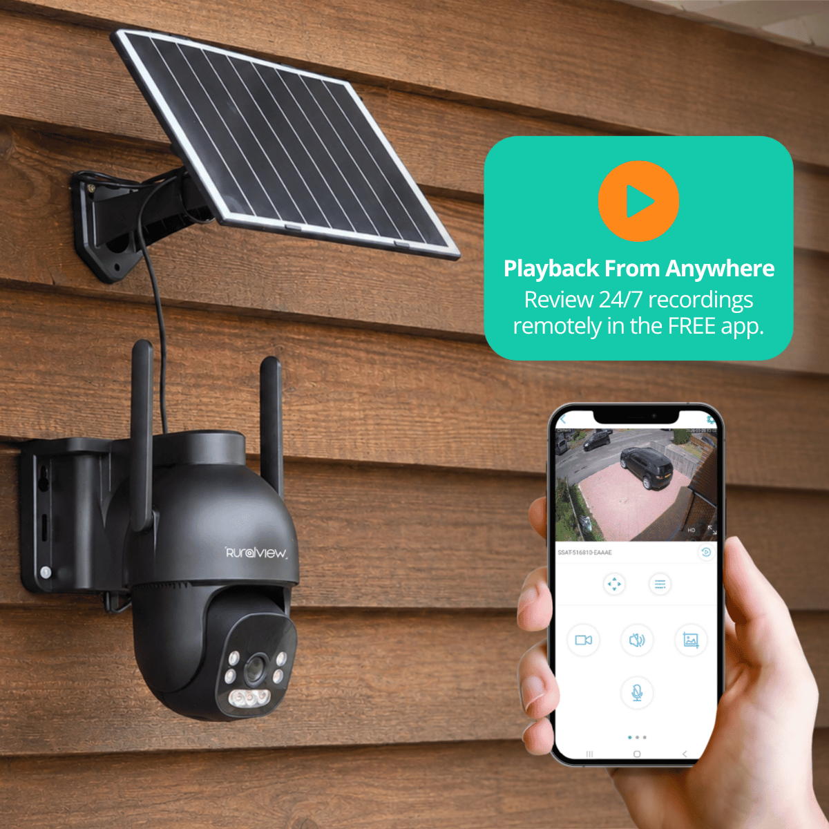 RuralView Solar 4G security Camera with live view on phone app